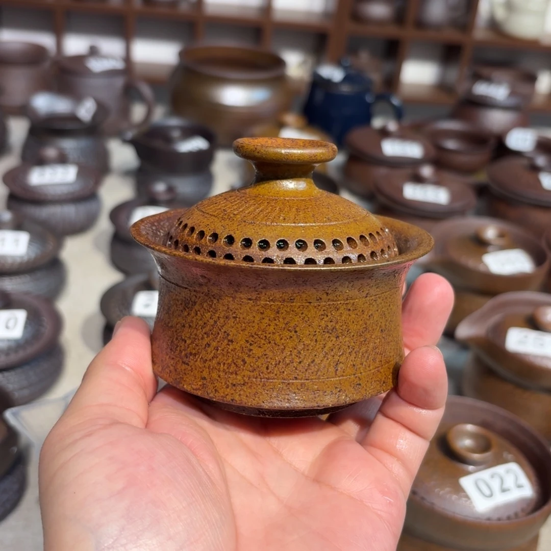 粗瓷茶具素胎无釉盖碗