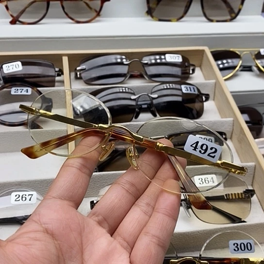 无框款纯天然石头水晶眼镜