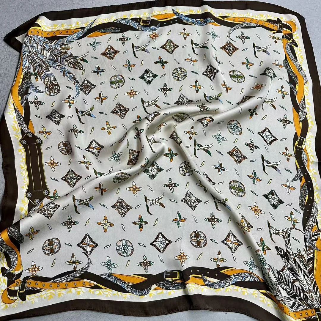 甜美不掉色薄款自然小香风女丝巾双层白色高###70×70   1128