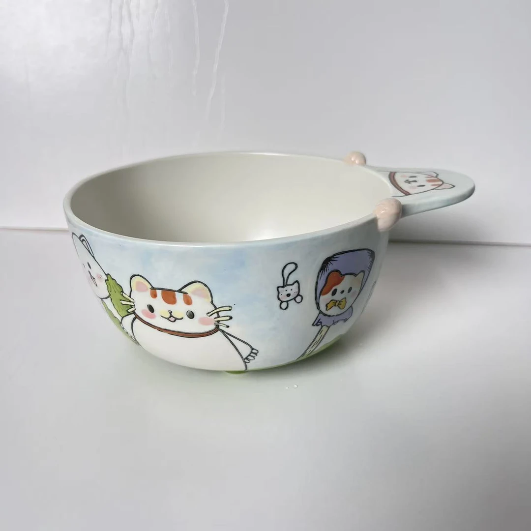【瓷心专属/出口原单】干饭熊-800毫升单柄面碗