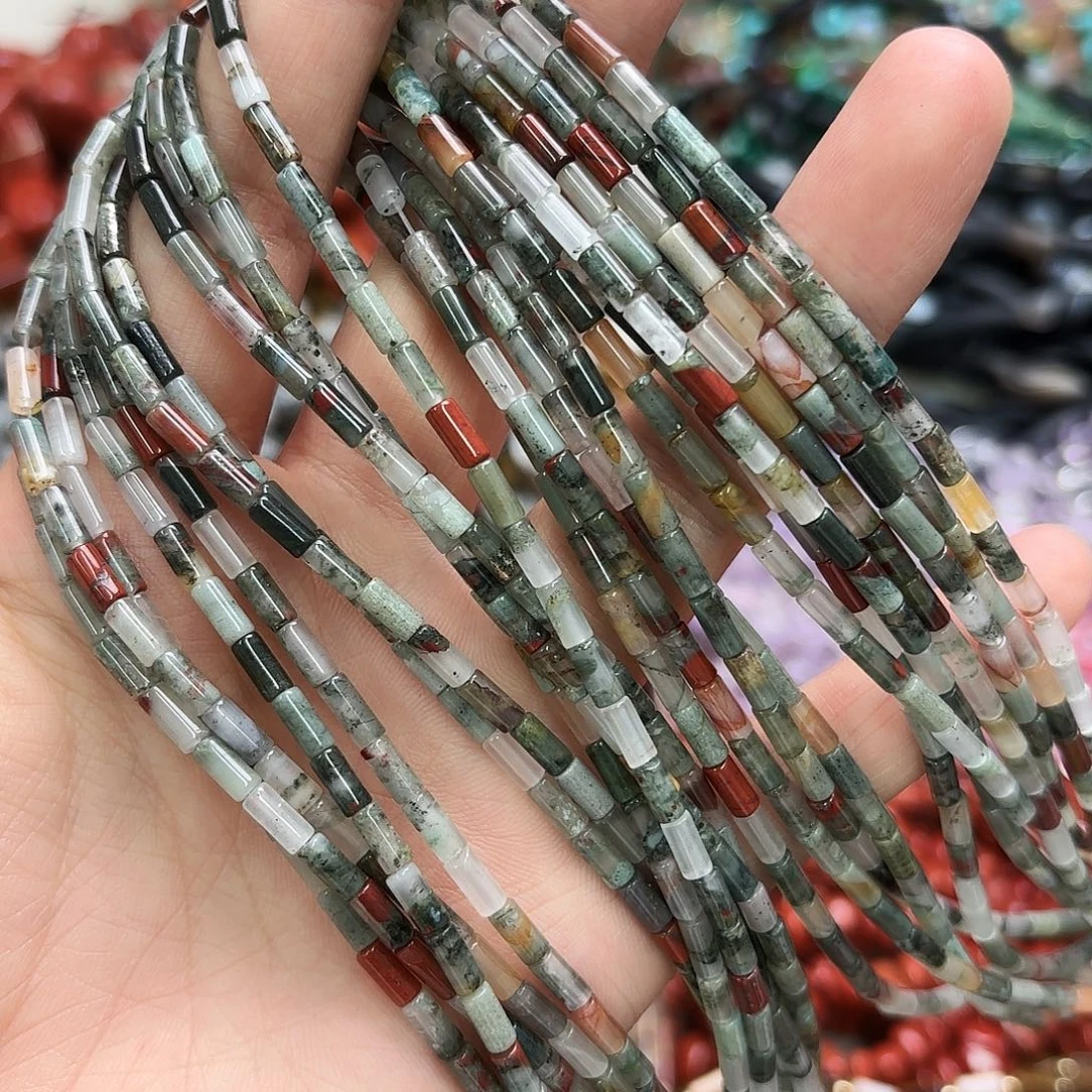 未镶嵌玛瑙/玉髓珠宝半成品3×6非洲血石圆管一条