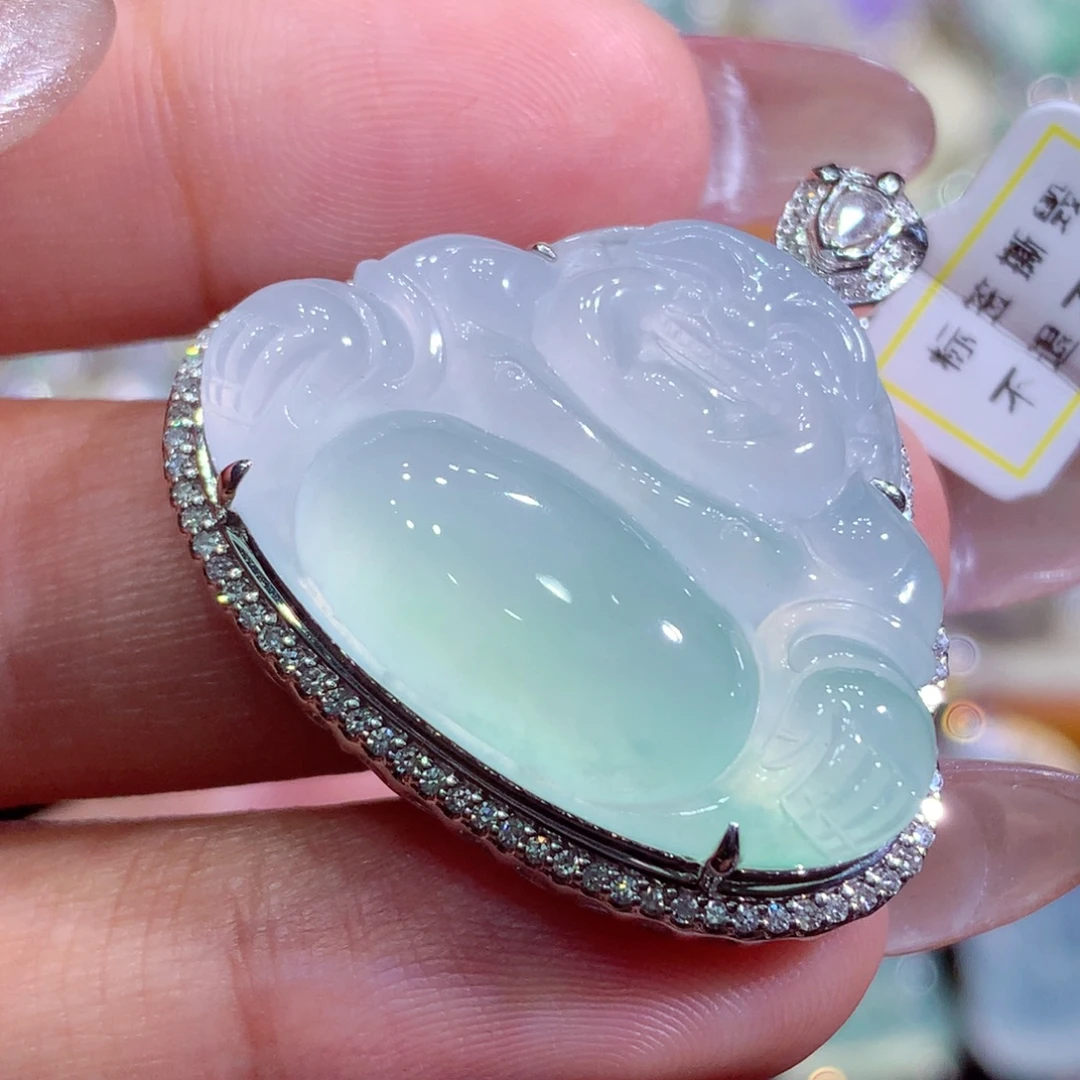 翡翠18K金镶嵌吊坠(不含链)