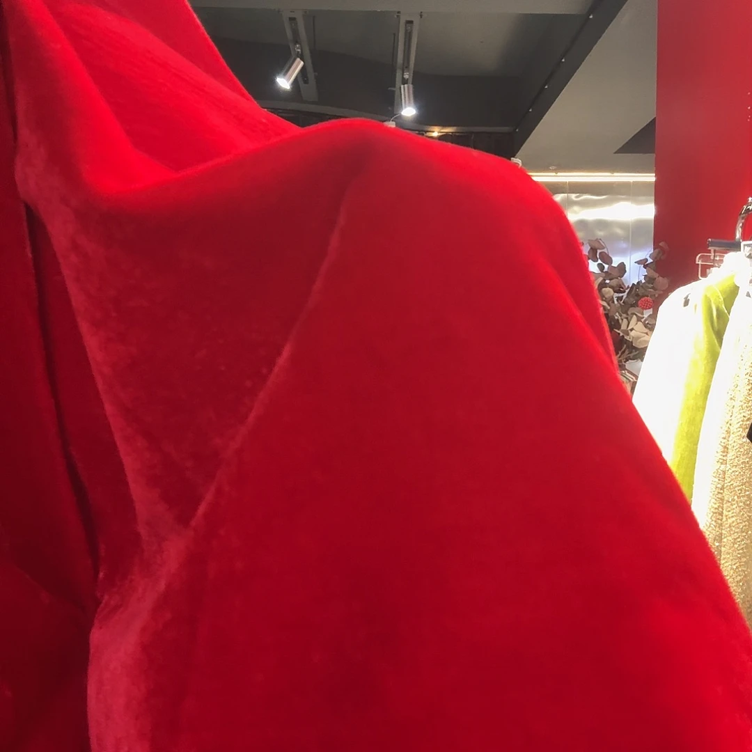 羊羔毛红色丝绒半裙L