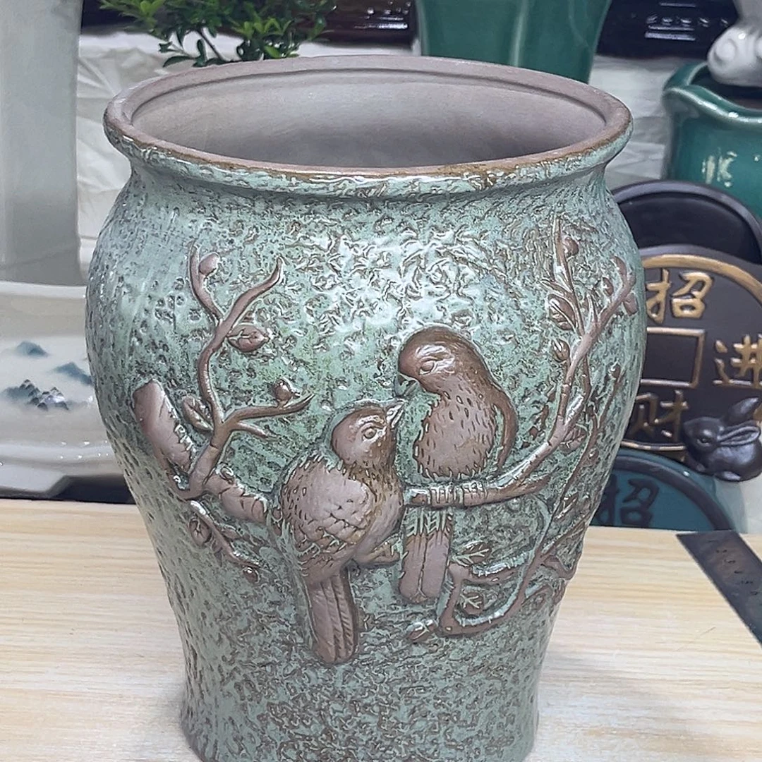 陶瓷绿植多肉微瑕花盆口径17*23打孔
