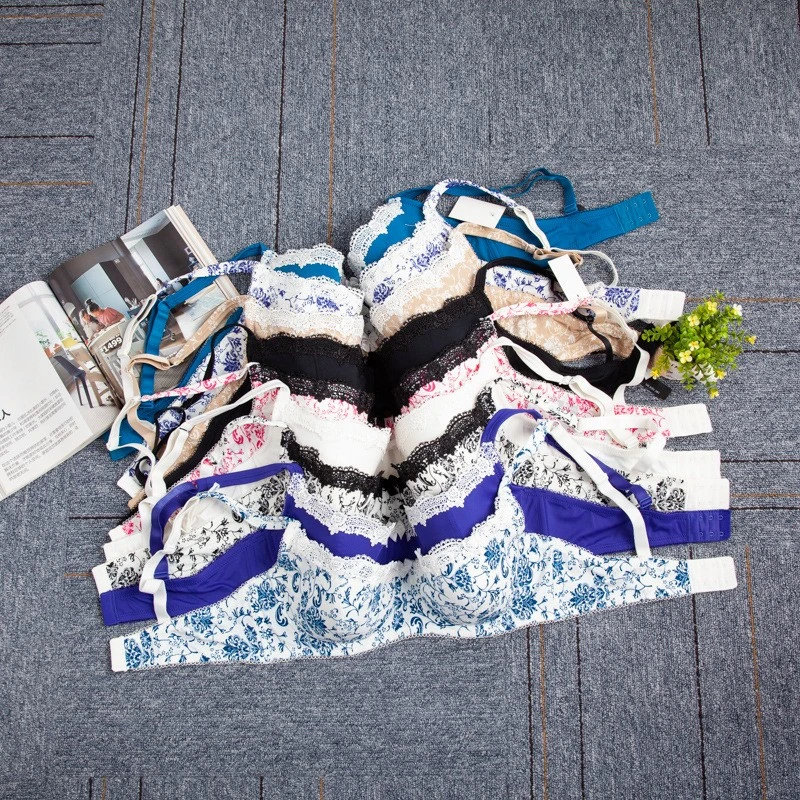 钢圈薄海绵蕾丝定型大码文胸B0085欧美内衣70-100BCDEF