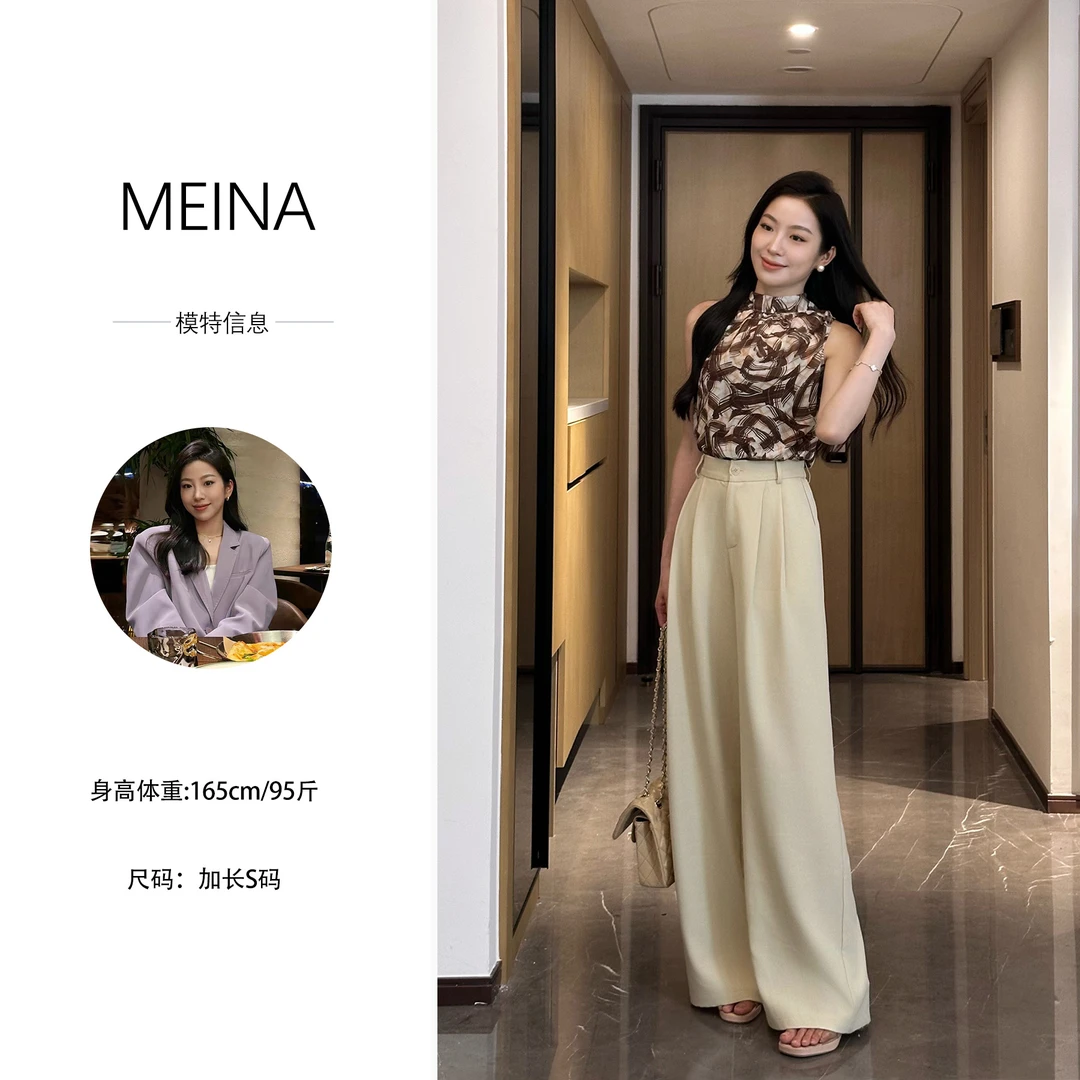 MUMU【浓情摩卡】法式印花碎花无袖设计感高级显瘦百搭气质背心上衣