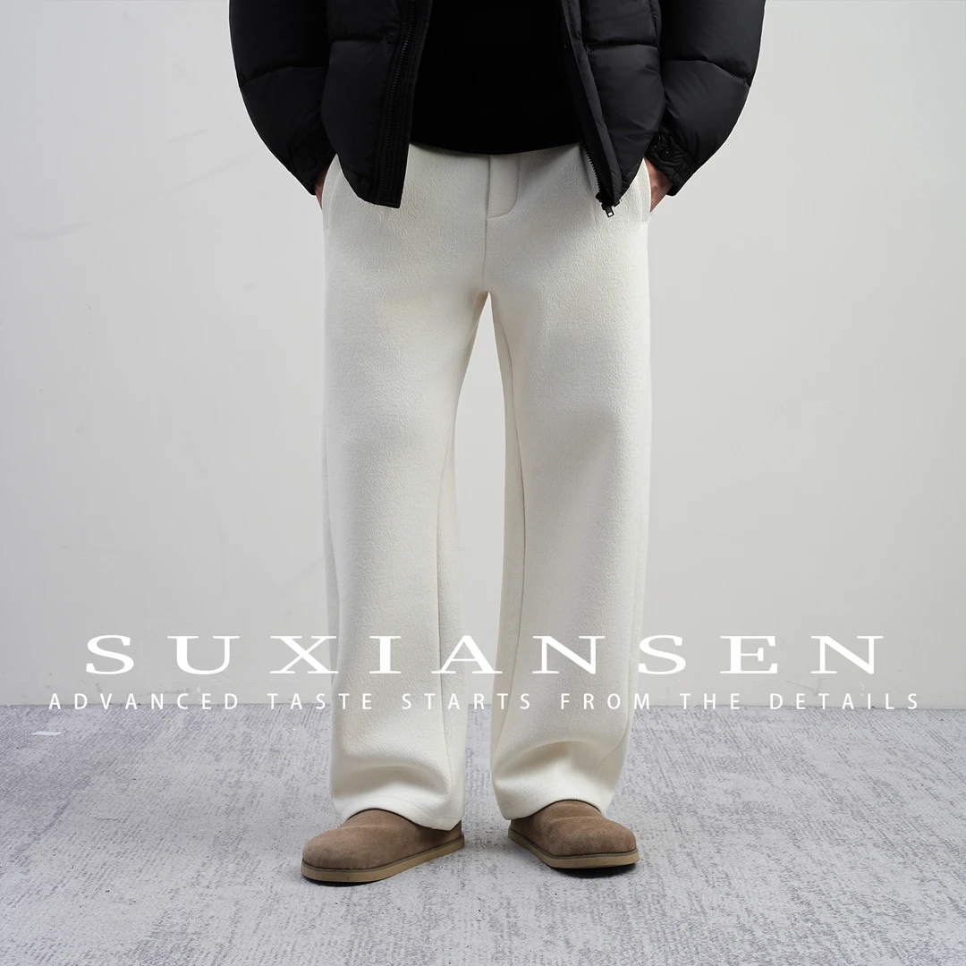 【素先森】冬季桑蚕丝羊毛加绒加厚亲肤休闲立裁弯刀裤DDK7192