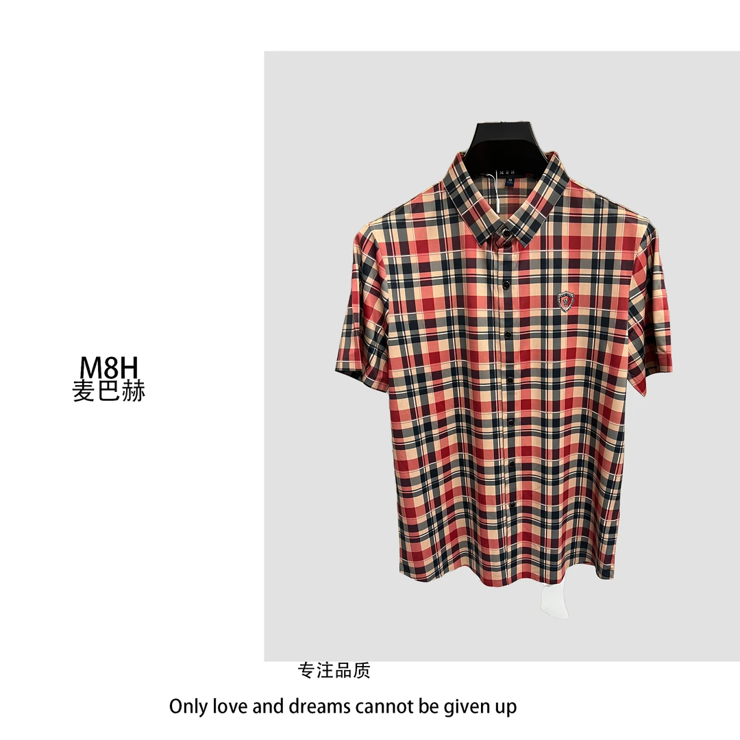 新款衬衫男装休闲提花格纹衬衣    无痕时尚舒适提花格纹