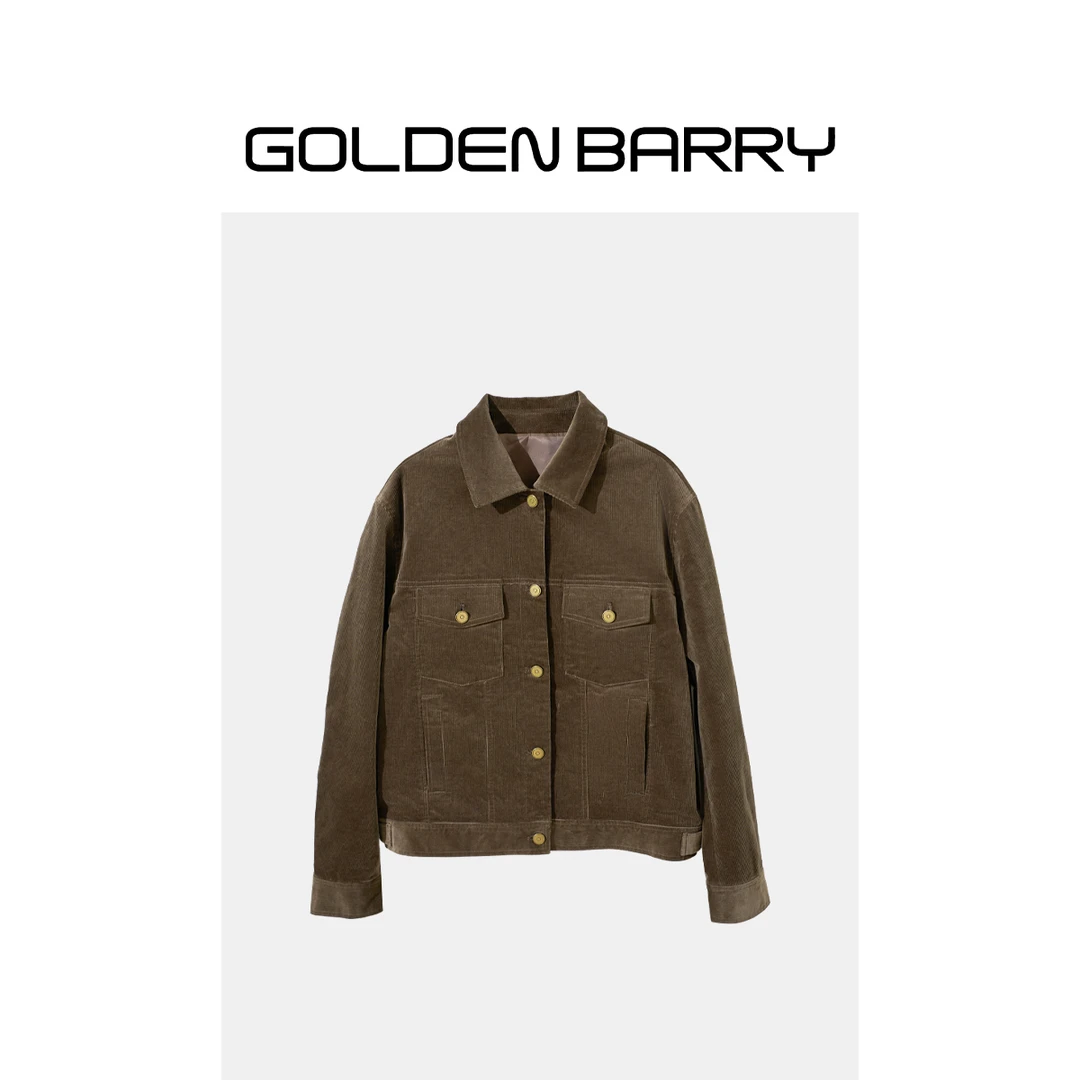 GOLDENBARRY|122158纽扣设计师翻领潮流灯芯绒夹克【微瑕】
