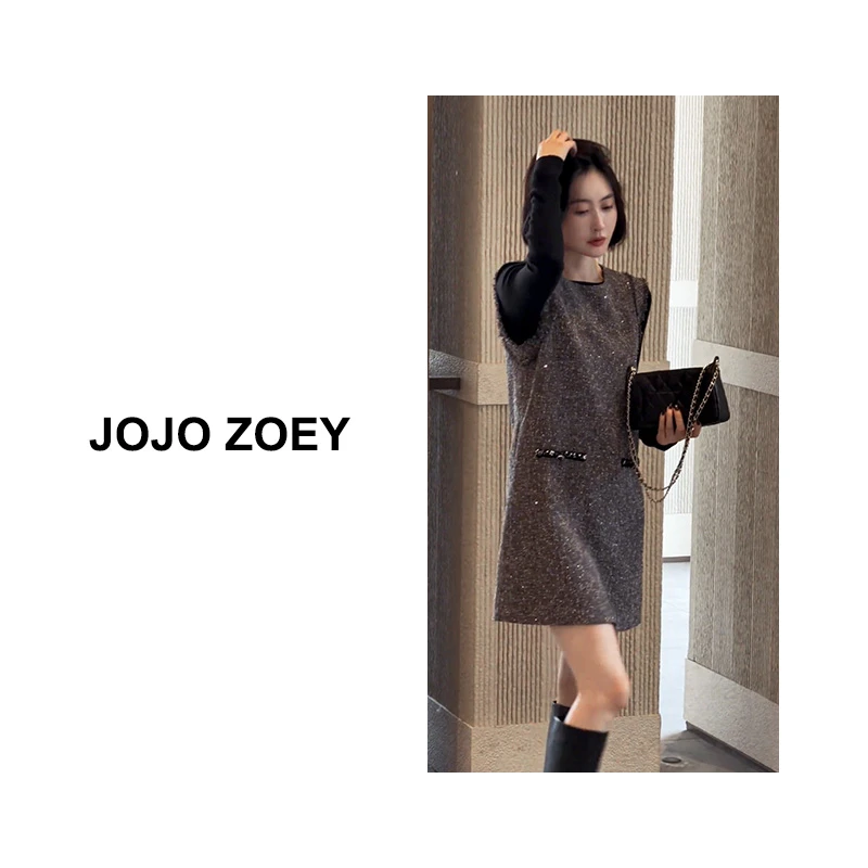 JOJO ZOEY【慕斯格调】~气质名媛小香风无袖连衣裙女lyq-5811037