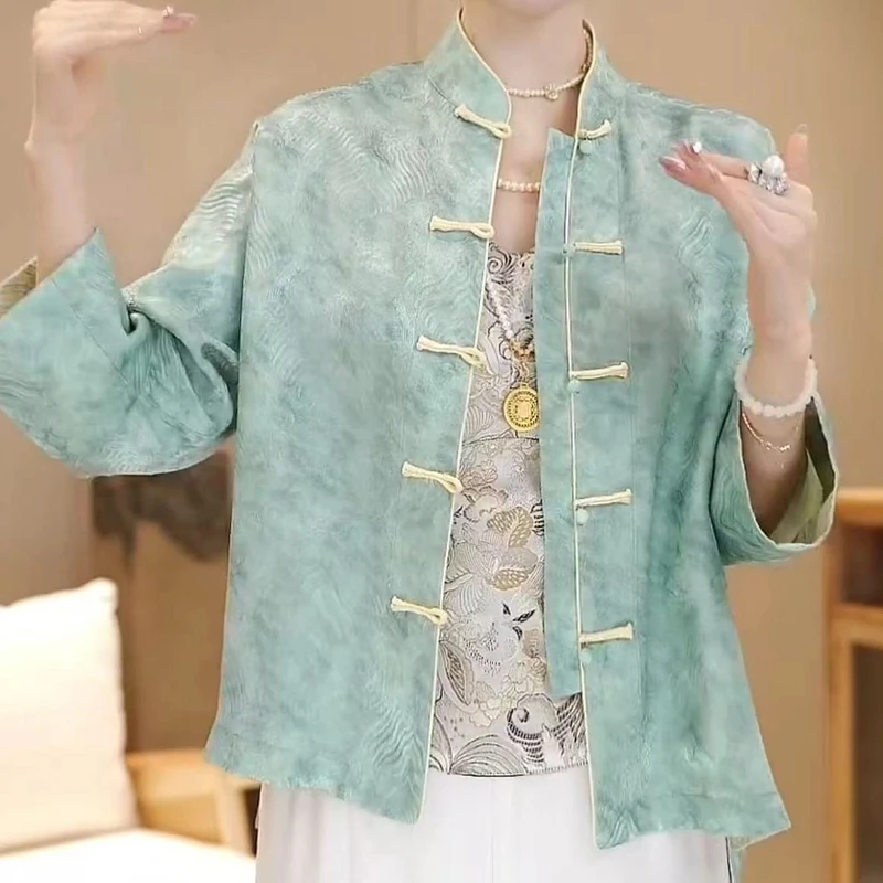 （祥云海浪纹）-国风元素外套立领复古盘扣提花唐装上衣新中式外套