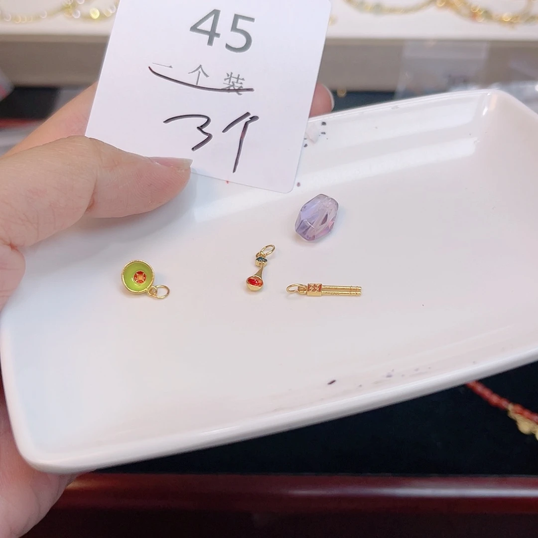 紫晶珠宝半成品银S925镀金镶嵌45