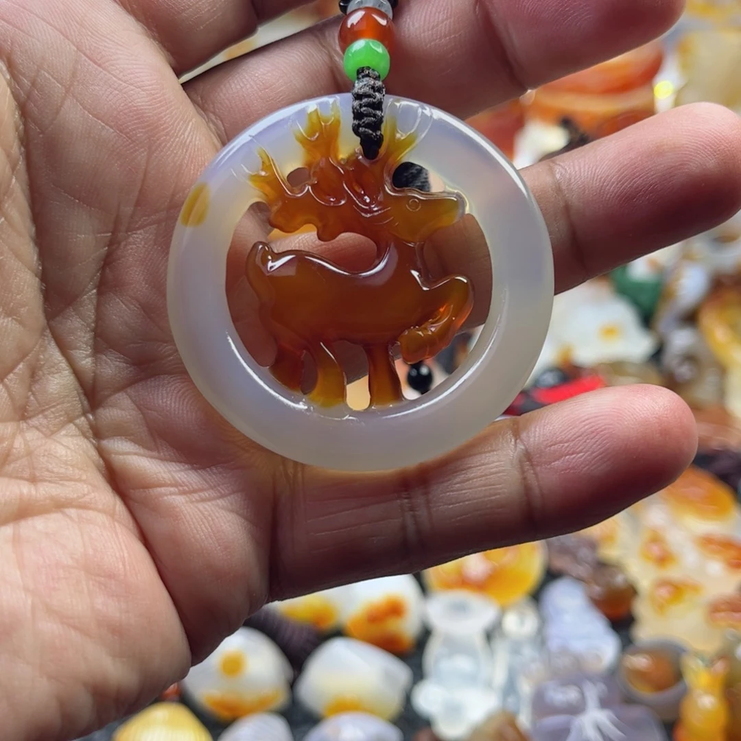 玛瑙/玉髓吊坠(不含链)未镶嵌凤