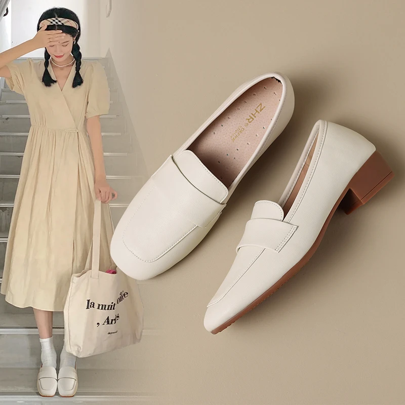 ZHR/则则盐系纯色中口单鞋百搭软底新款舒适轻盈高端大气高跟鞋女