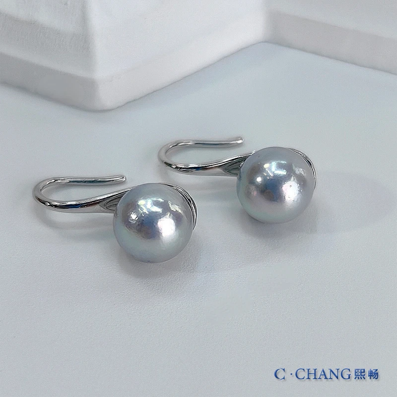海水珍珠真多麻色7-8mm耳饰S925银高级气质百搭时尚款【畅太定制】