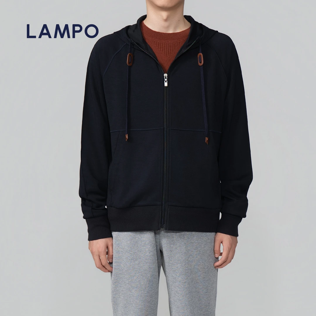 LAMPO/蓝豹【易打理运动款】藏青色连帽卫衣秋冬外套男士上衣休闲