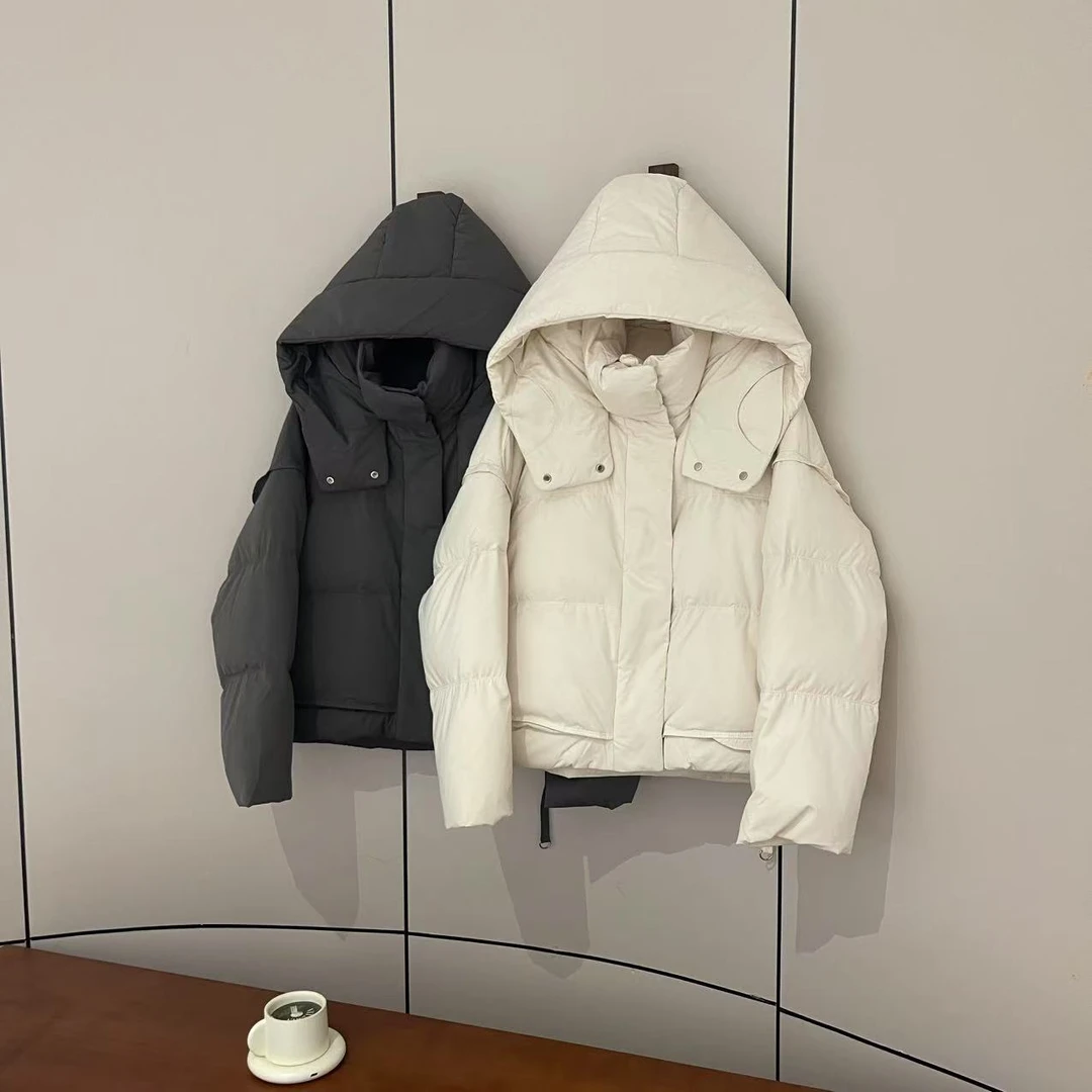新款气质休闲韩版简约连帽长袖羽绒服YR23618