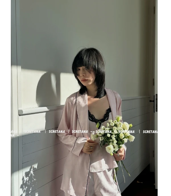 SCRETANA/安娜的秘密其华菡萏睡衣家居服三件套SE8168