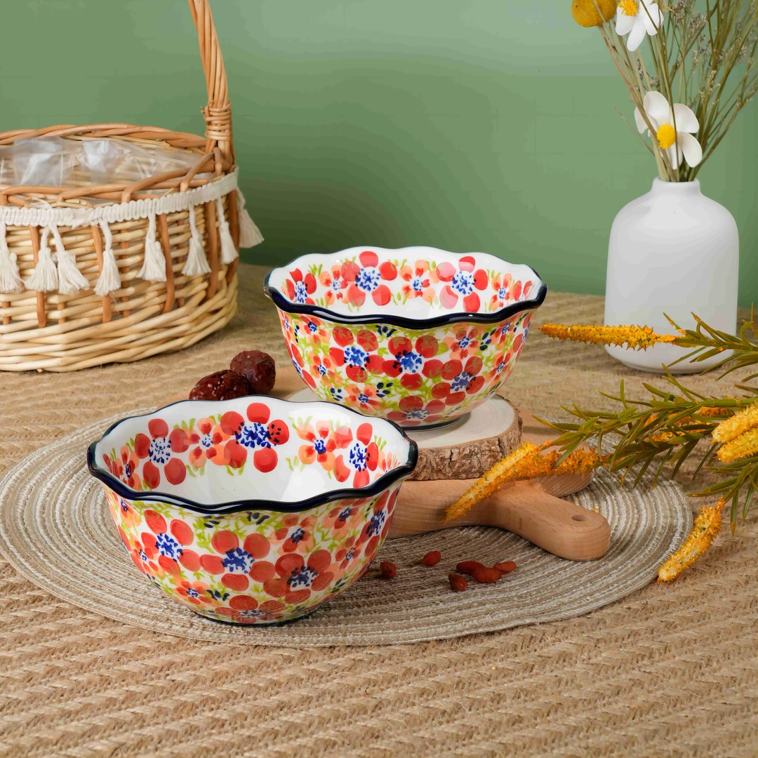 新【碧丝粉黛】新疆包邮5寸花边米饭碗奶茶碗松弛感复古欧式陶瓷碗