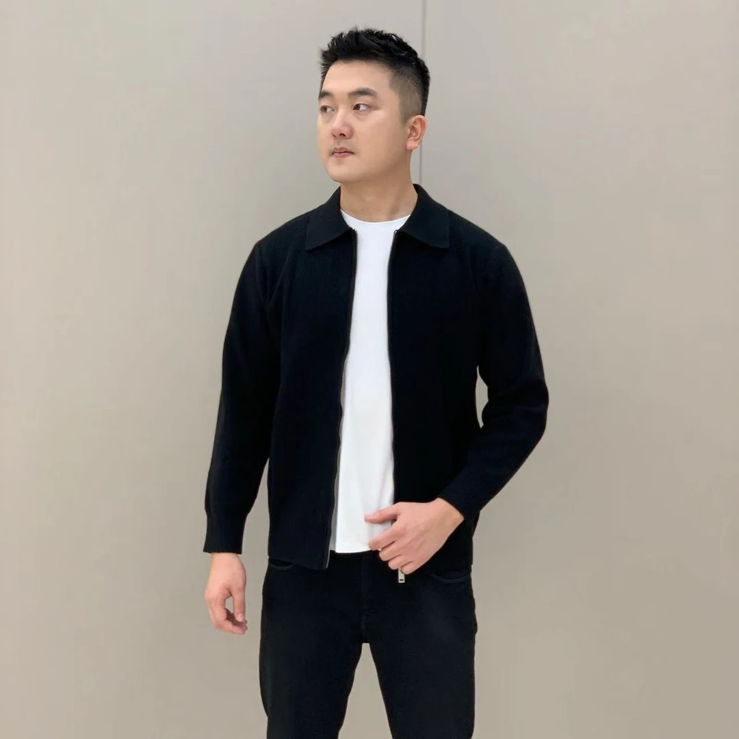 T&X/梯形男士秋季新款简约休闲针织拉链翻领毛衫开衫外套（250006）