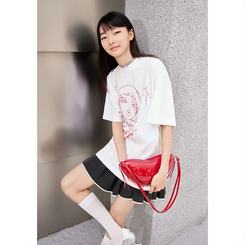 【男女同款】SALT.P可颜 2025新款宽松落肩印花短袖AC35260060