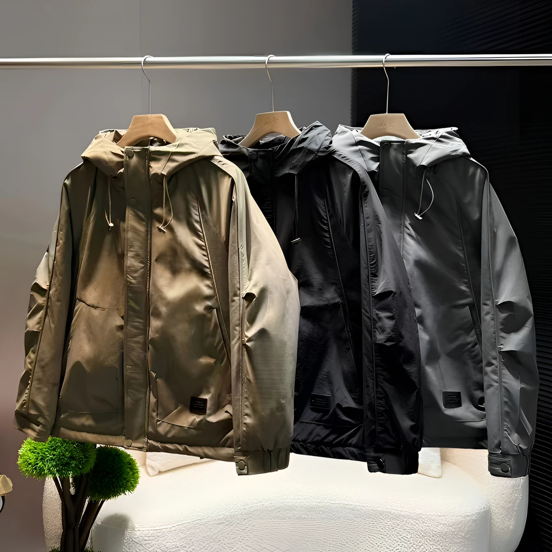 【夹克二棉】秋冬连帽户外工装连帽冲锋衣男高级感轻奢时尚简约外套
