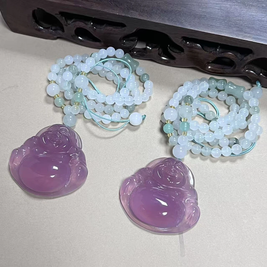 S7377-冰紫芙蓉玛瑙佛公吊坠-多样性发其一