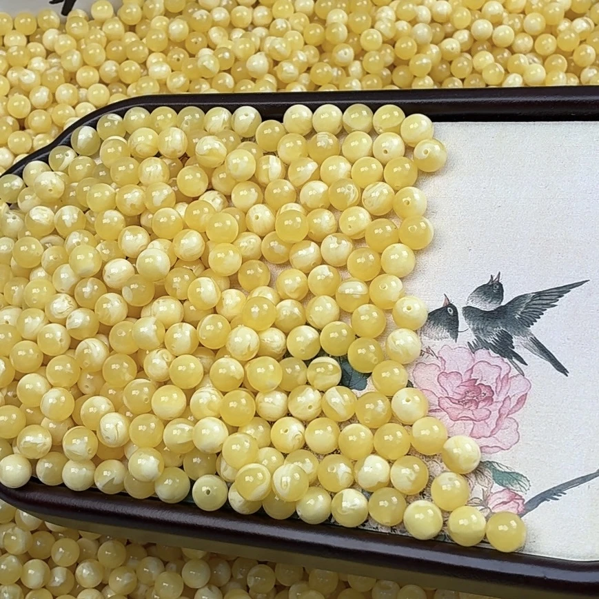 卡10mm鹅白花108佛珠散珠高抛串珠DIY配饰配珠