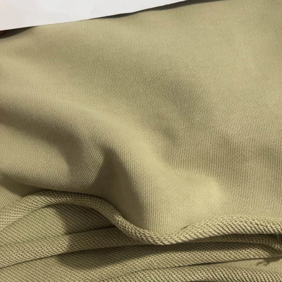 豆绿色纯棉毛圈1.8×2米长带螺纹