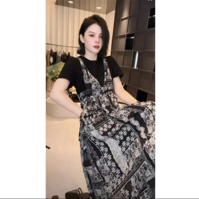 《姚家优麦汇》Y6192夏款圆领设计感时尚百搭连衣裙显瘦上衣女