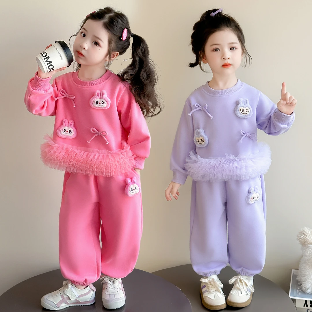 女童拉布布套装洋气儿童休闲卫衣两件套小女孩宝宝春秋装2025新款