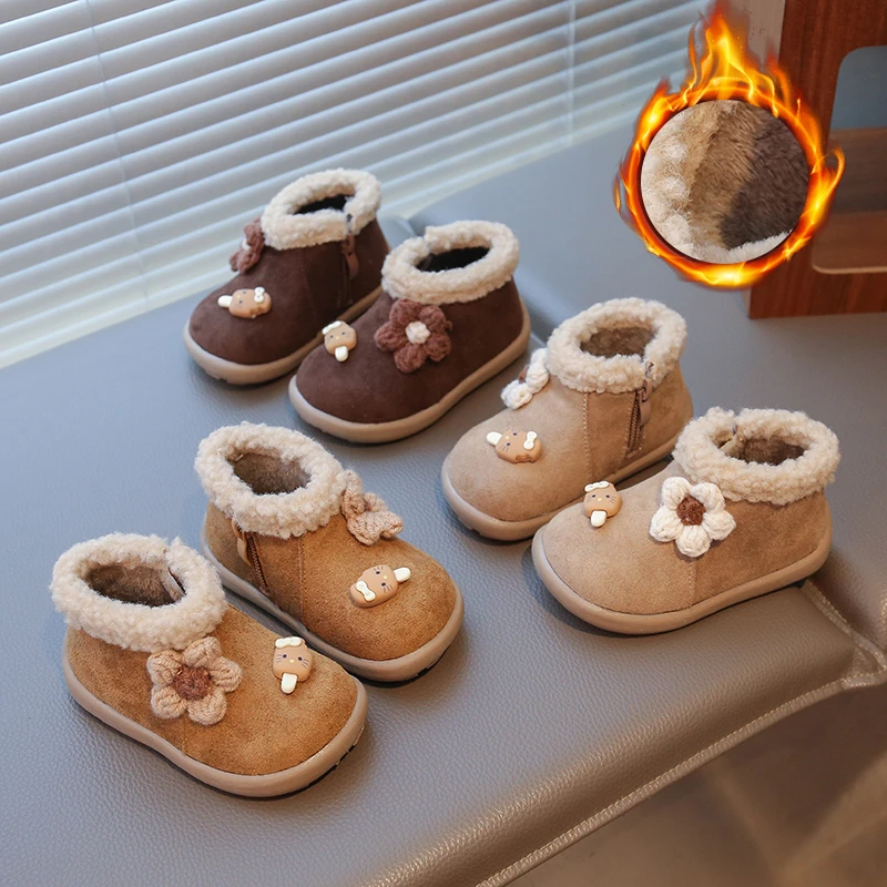女童棉鞋宝宝勃肯鞋2025冬季新款儿童短靴洋气女宝加绒二棉保暖鞋