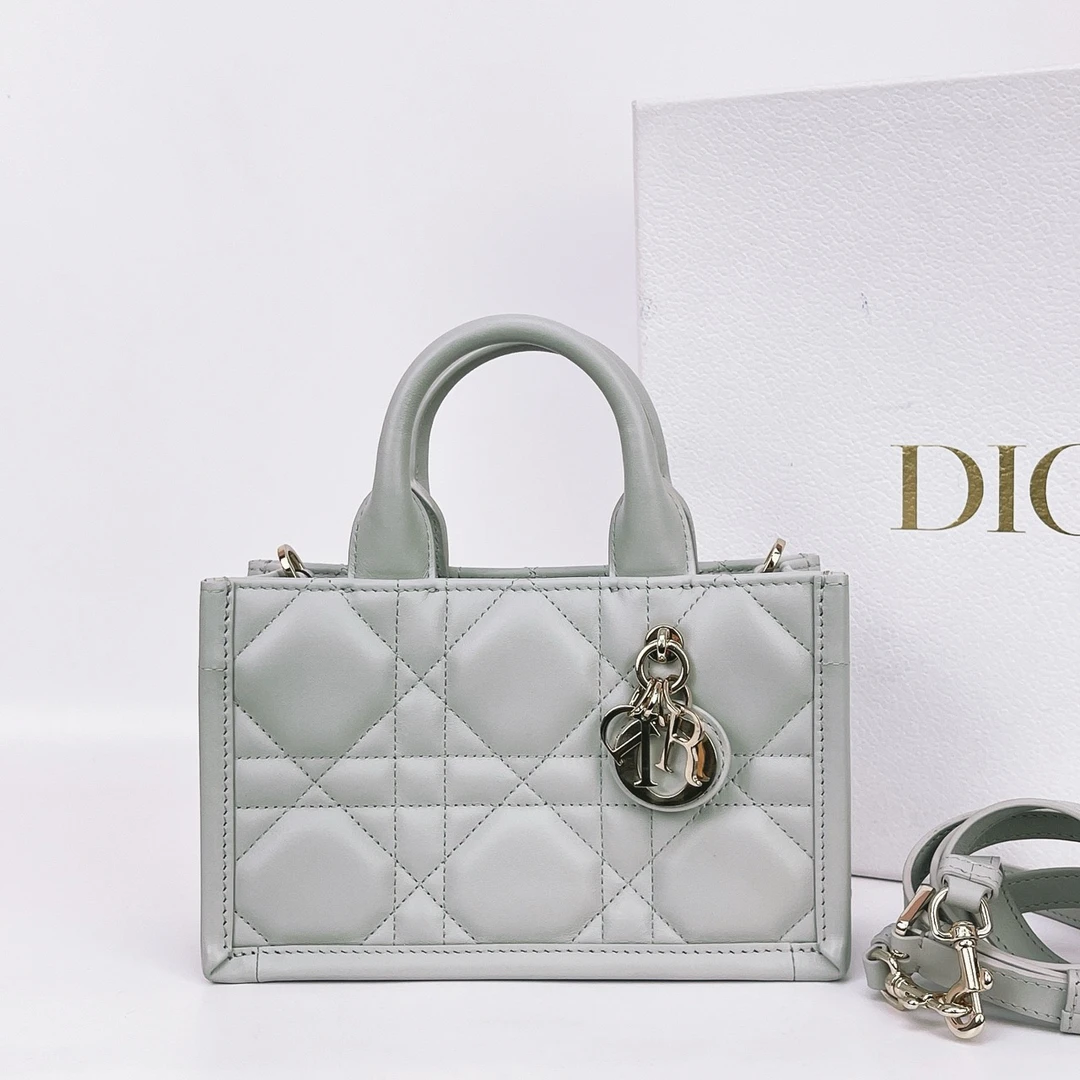 95新 DIOR/迪奥 迪奥 灰色手提斜挎包底长21 C049