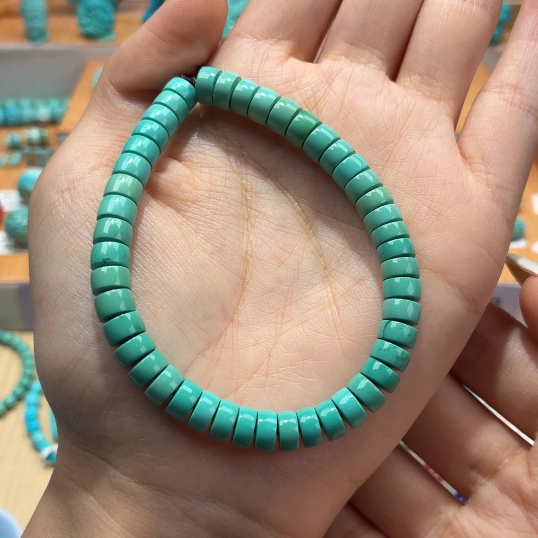 幸***里绿松石未镶嵌珠宝奇石直切手串