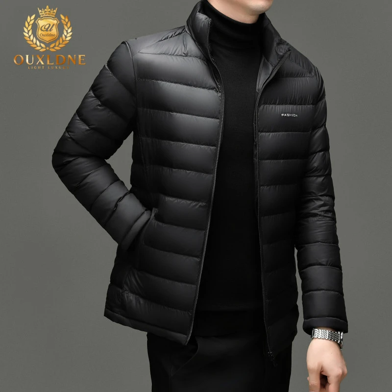 OUXLDNE 立领羽绒服男款冬季轻薄保暖防寒服上衣休闲商务夹克外套