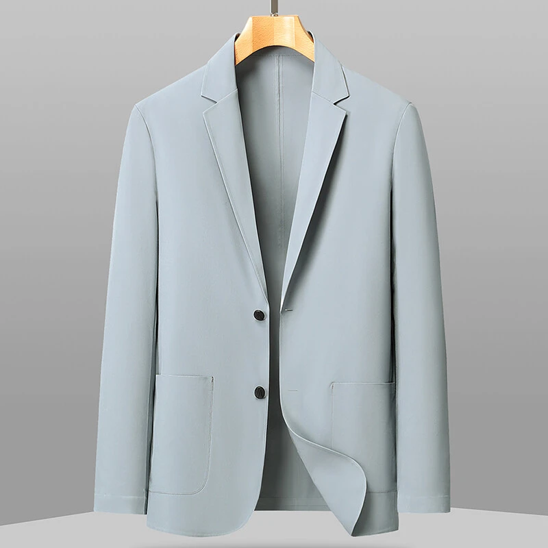 夏季薄款冰丝西服男士商务休闲免烫西装外套时尚轻薄单西轻奢上衣