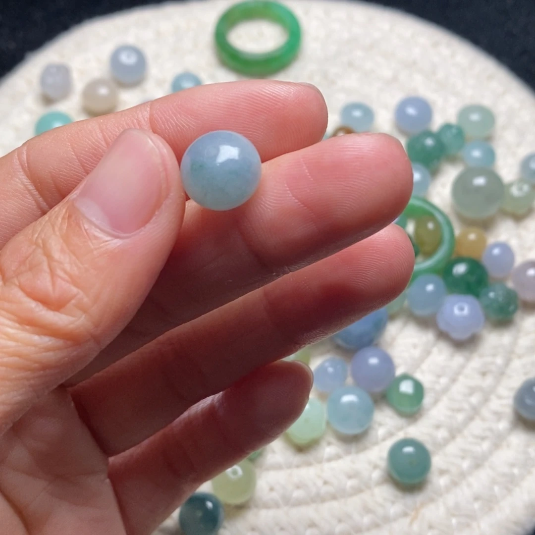 翡翠散珠写**生天然翡翠A货散珠10.8×8.6