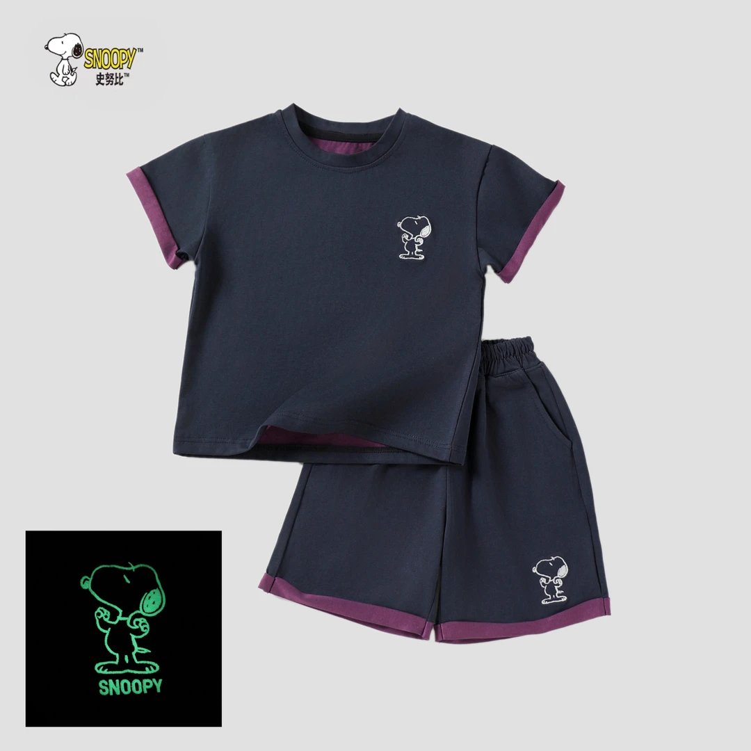 Snoopy/史努比史努比品牌双纱刺绣运动休闲套装2025夏季