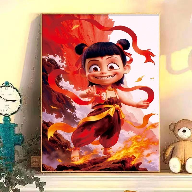 新款哪吒大号钻石贴画儿童diy手工材料敖丙满钻创意摆件玩具贴画