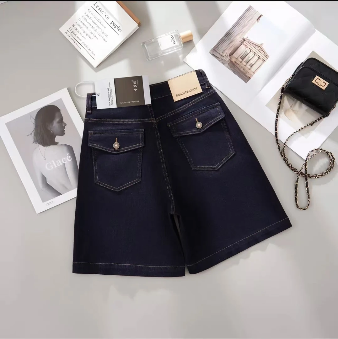 【莱赛尔+天丝】夏季薄款大码韩版不掉色丹宁A型牛仔短裤