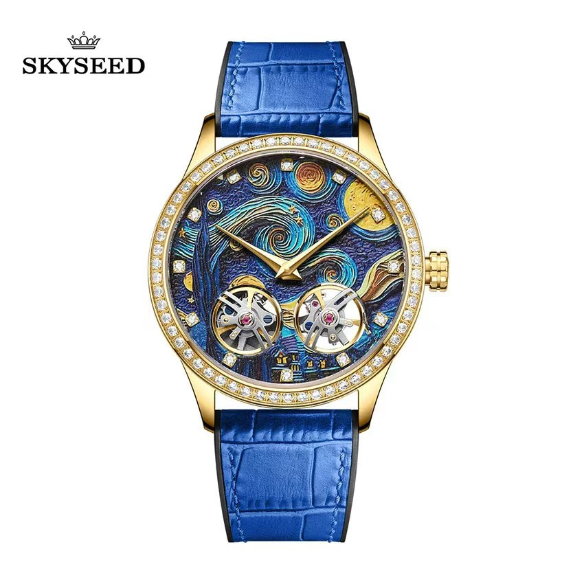 skyseed/天代拉尼亚博林系列星空印象银男士时尚典腕表潮流新款5