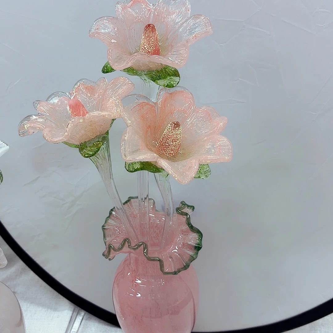 夜光三支花带瓶安妮家居花瓶摆件