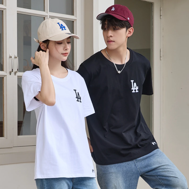 美国47版短袖T恤纯棉面料时尚刺绣LA 男女款 美国47brand出品