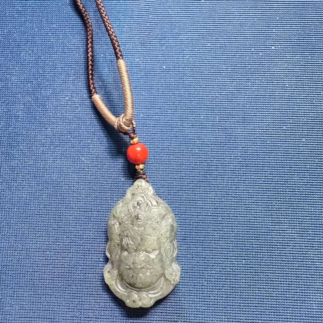 现货新疆和田玉墨绿青花大黑天