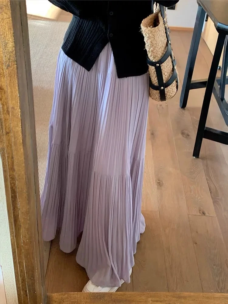 29时尚荷叶边裙厚款半身裙长裙百褶裙薄款休闲显瘦高腰夏季