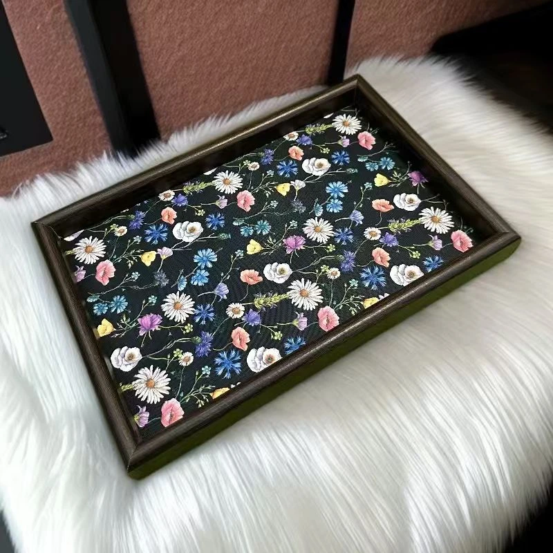碎花摆件托盘玄关客厅创意置物盘珠宝首饰零食家用收纳盘