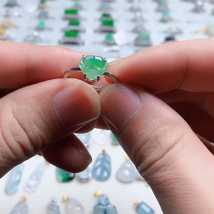 翡翠银S925镶嵌戒指