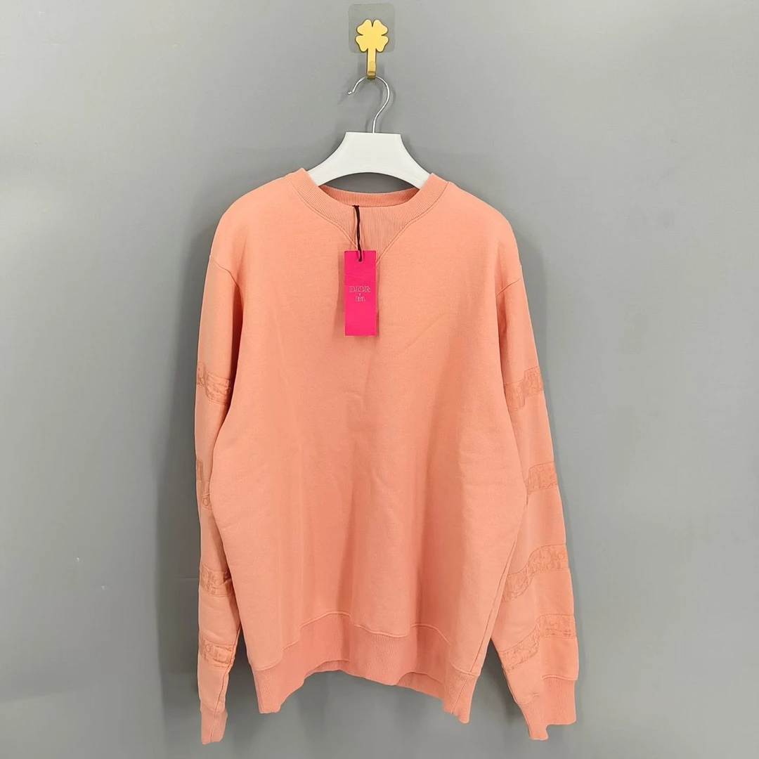 未使用 DIOR/迪奥 葡萄籽奢潮/DIOR粉色logo条纹卫衣/S时尚