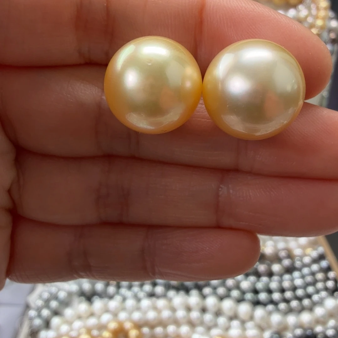 耳饰银S925镶嵌海水珍珠14.5