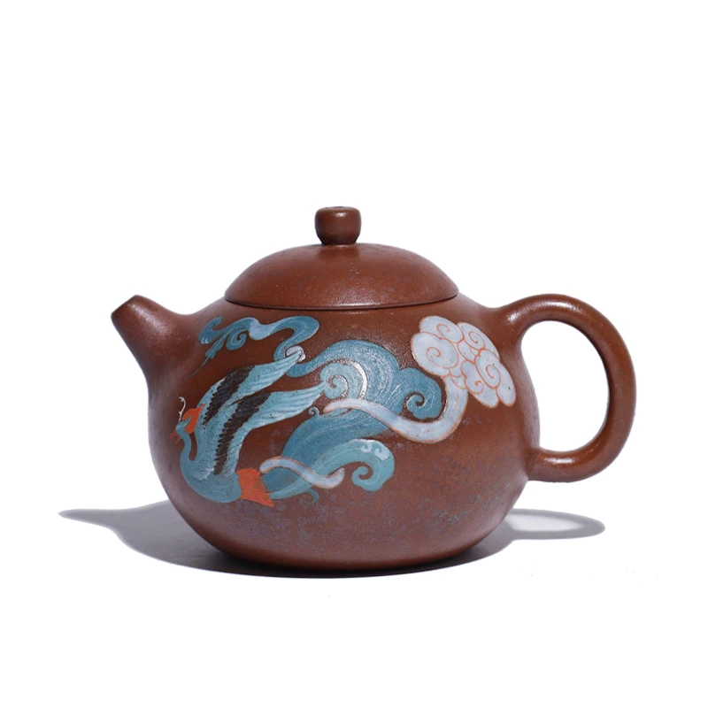大吉羊柴烧 宜兴手工茶壶 原矿本山绿泥青鸟（裸烧）140ml徐顺伟